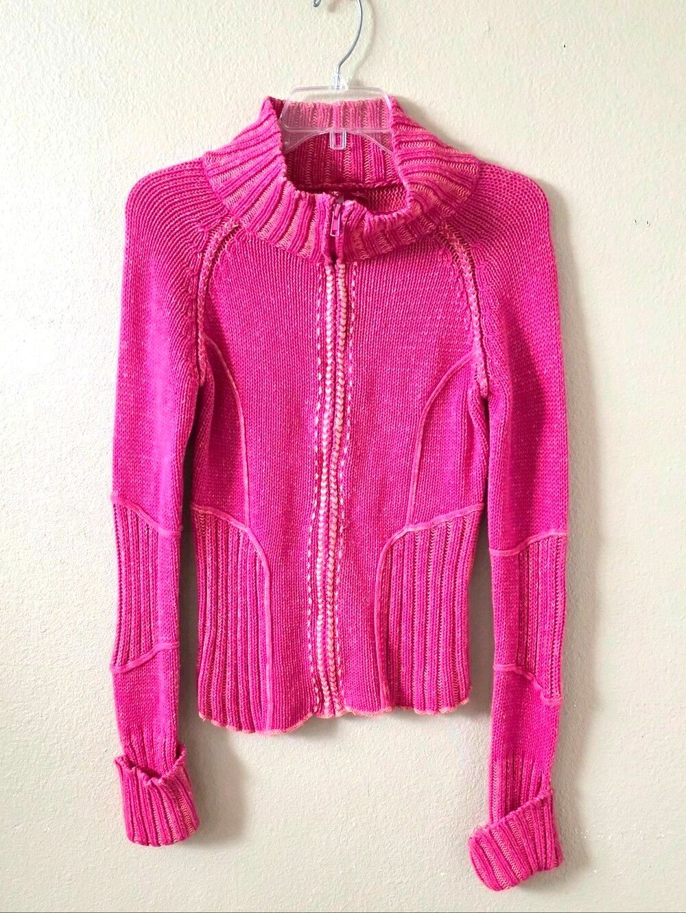 525 America Womens Pink Angora Blend Rolled Sleeve Knit Sweater - Size Small